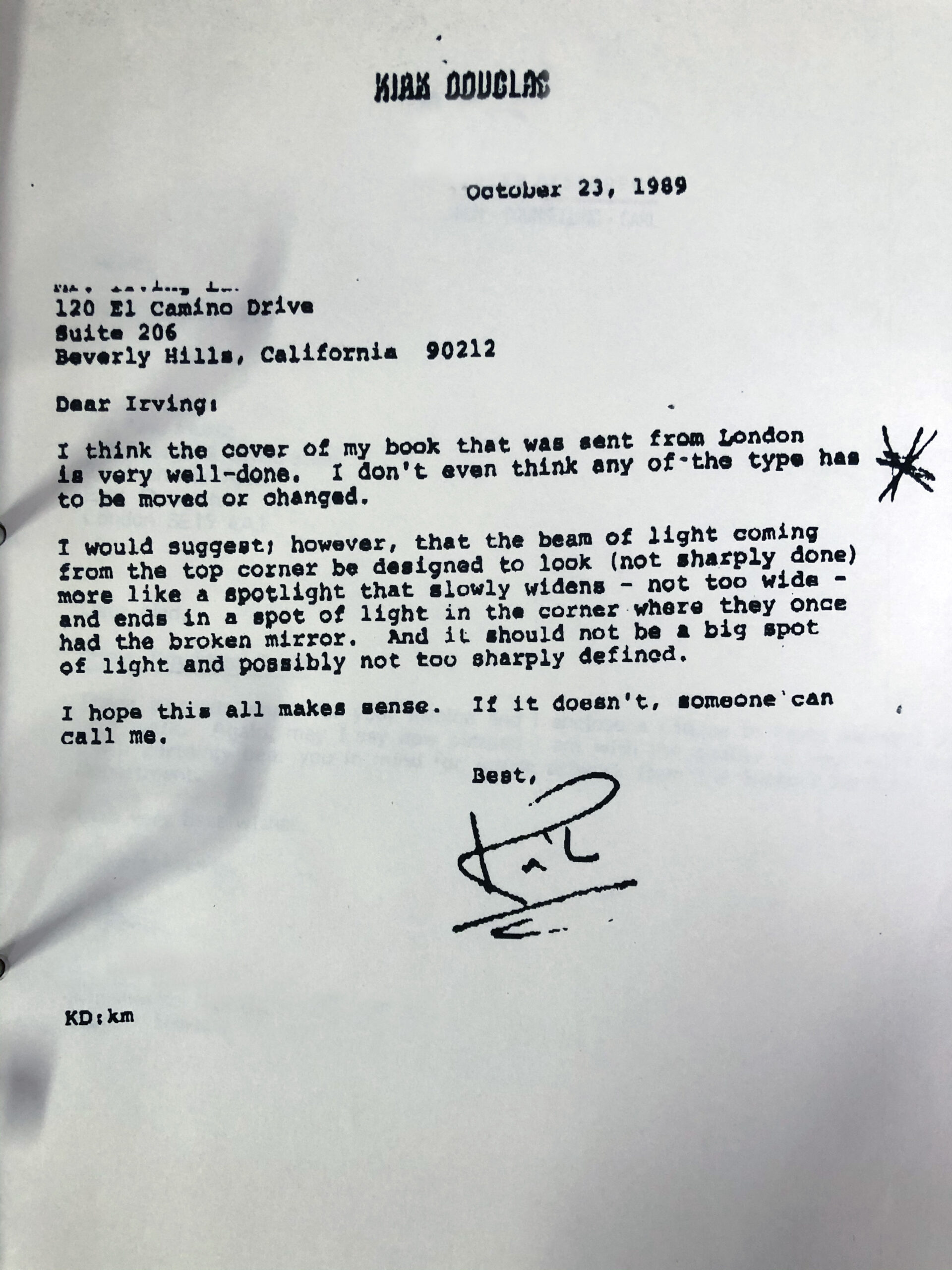 From Hollywood to Peckham, Kirk Douglas' feedback